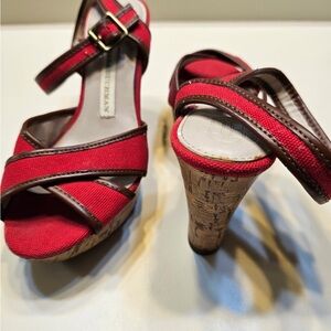 Dana Buchman Red and Brown Cork Heels